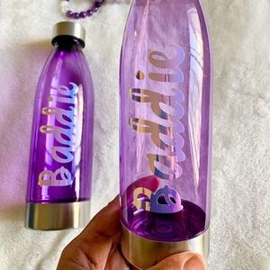 Purple and Stainless Steel 22 oz. Water Bottle with Vinyl Holographic Design
